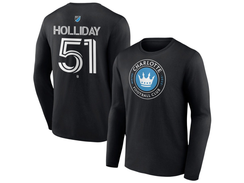Youth Charlotte FC #51 Nicholas Holliday Team Authentic Long Sleeve T-Shirt - Black