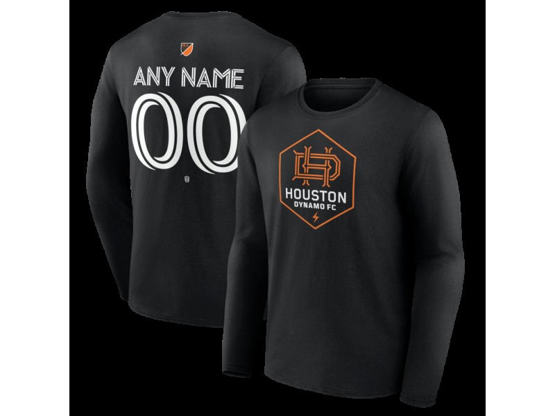 Men's Houston Dynamo FC Authentic Stack Custom Long Sleeve T-Shirt - Black
