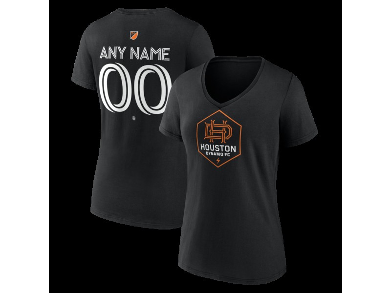 Women's Houston Dynamo FC Authentic Stack Custom V-Neck T-Shirt - Black