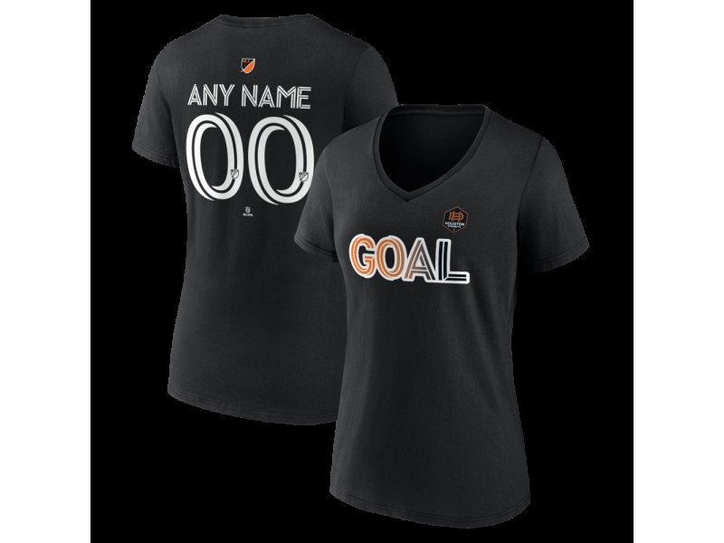 Women's Houston Dynamo FC Goal Custom V-Neck T-Shirt - Black