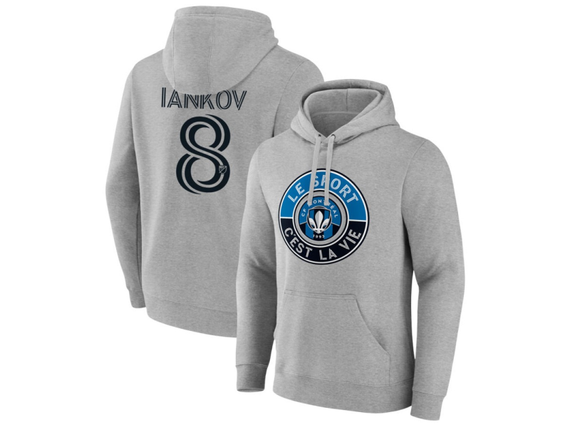Men's CF Montreal The Game Is Everything #8 Dominik Iankov Pullover Hoodie - Gray