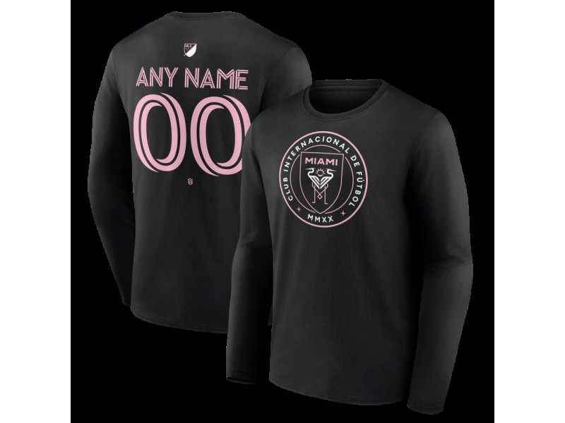 Youth Inter Miami CF Authentic Stack Custom Long Sleeve T-Shirt - Black
