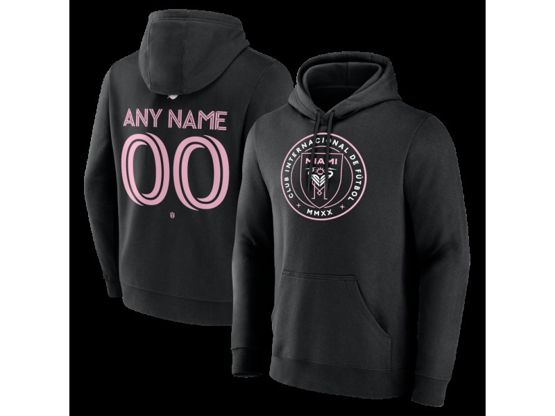 Men's Inter Miami CF Authentic Stack Custom Pullover Hoodie - Black