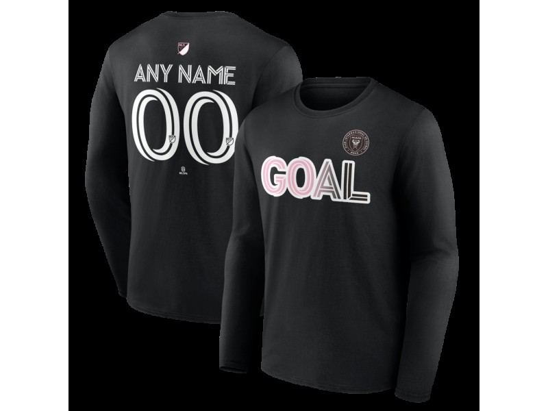 Men's Inter Miami CF Goal Custom Long Sleeve T-Shirt - Black
