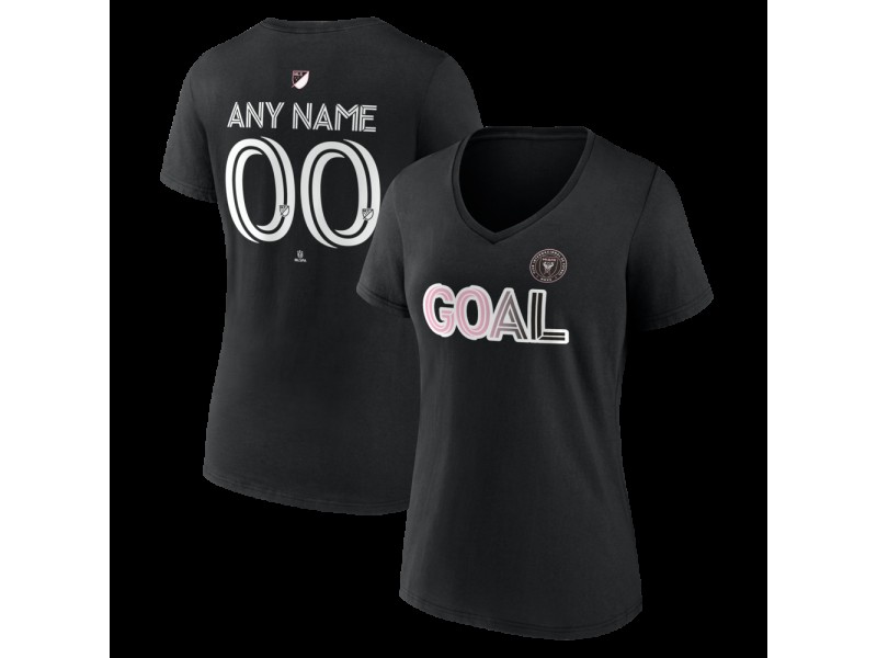 Women's Inter Miami CF Goal Custom V-Neck T-Shirt - Black