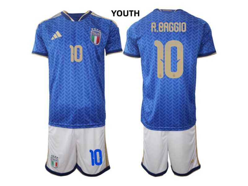 Youth R.BAGGIO Italy 2026 World Cup Home Fan Jersey - Blue