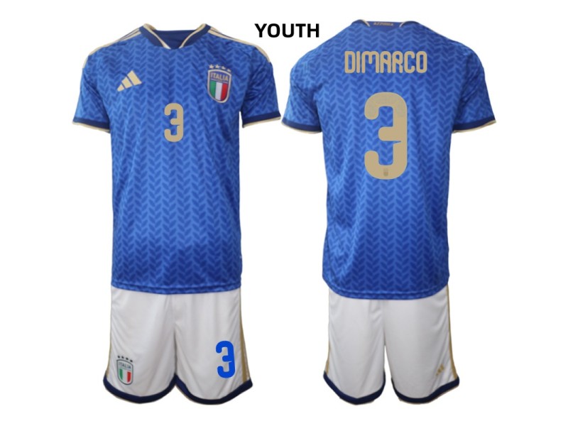 Youth DIMARCO Italy 2026 World Cup Home Fan Jersey - Blue