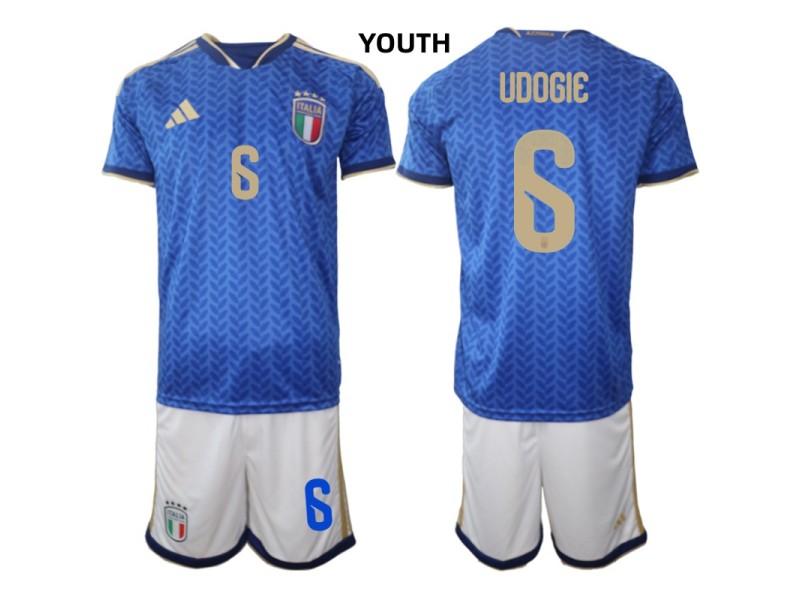 Youth UDOGIE Italy 2026 World Cup Home Fan Jersey - Blue