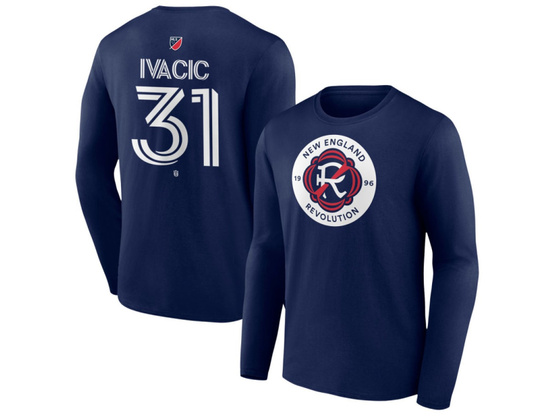 Youth New England Revolution #31 Aljaz Ivacic Team Authentic Long Sleeve T-Shirt - Navy