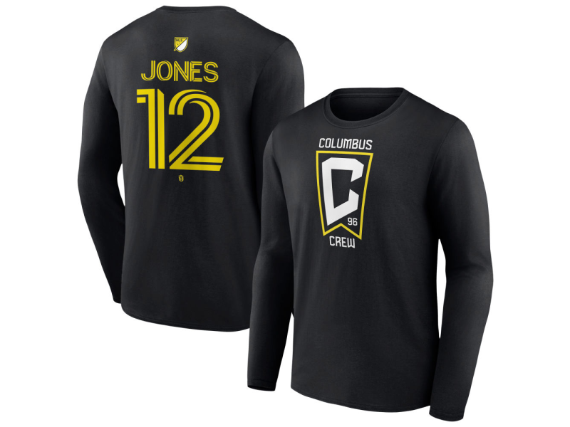 Men's Columbus Crew #12 Dejuan Jones Team Authentic Long Sleeve T-Shirt - Black