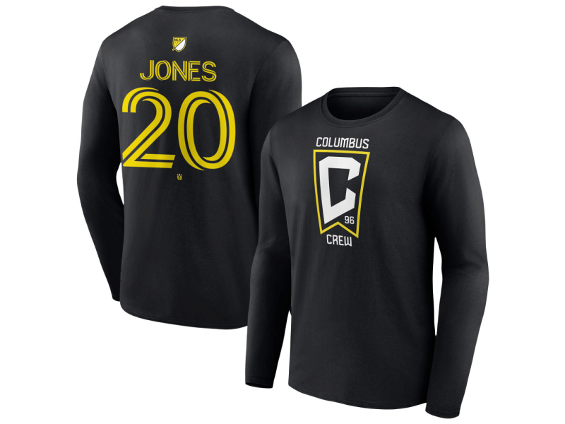Youth Columbus Crew #20 Derrick Jones Team Authentic Long Sleeve T-Shirt - Black