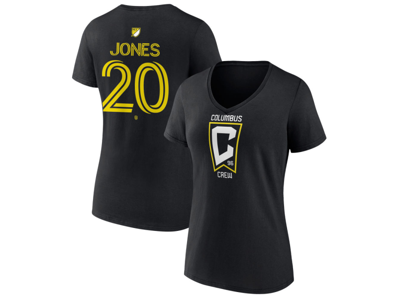 Women's Columbus Crew #20 Derrick Jones Team Authentic V-Neck T-Shirt - Black