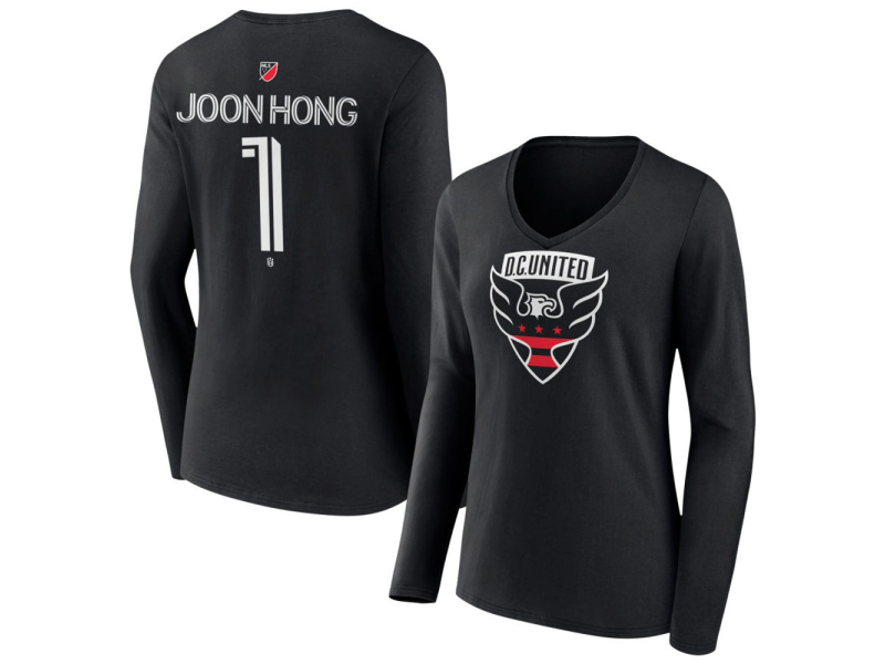 Women's D.C. United #1 Joon Hong Team Authentic Long Sleeve V-Neck T-Shirt - Black