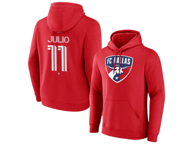 Men's FC Dallas #11 Anderson Julio Team Authentic Pullover Hoodie - Red