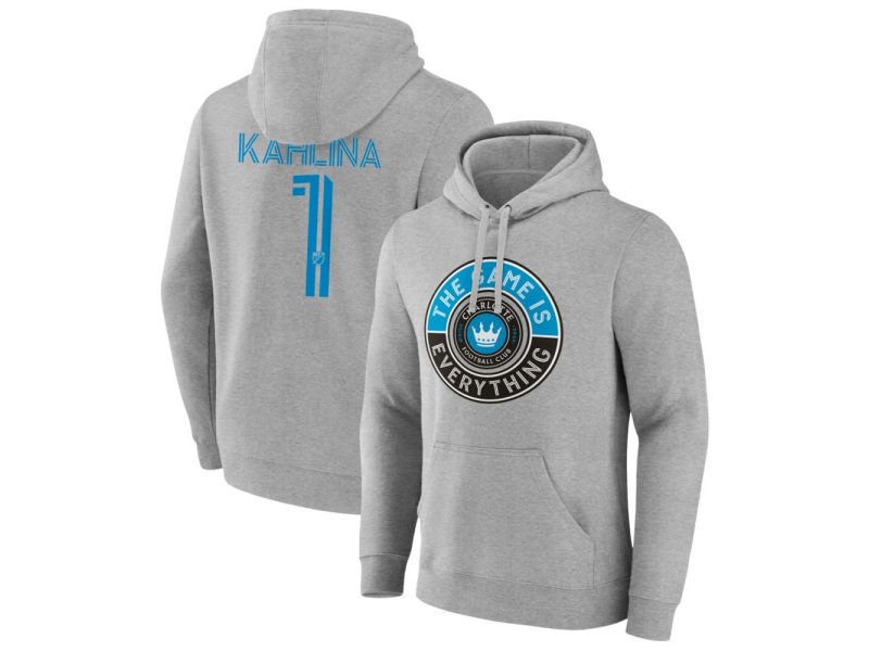 Men's Charlotte FC The Game Is Everything #1 Kristijan Kahlina Pullover Hoodie - Gray