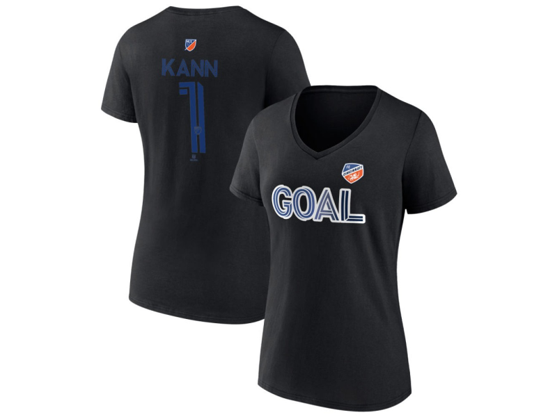Women's FC Cincinnati Goal #1 Alec Kann V-Neck T-Shirt - Black