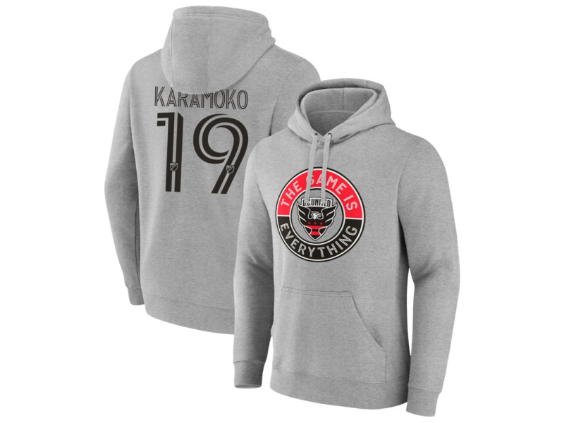 Men's D.C. United The Game Is Everything #19 Hakim Karamoko Pullover Hoodie - Gray