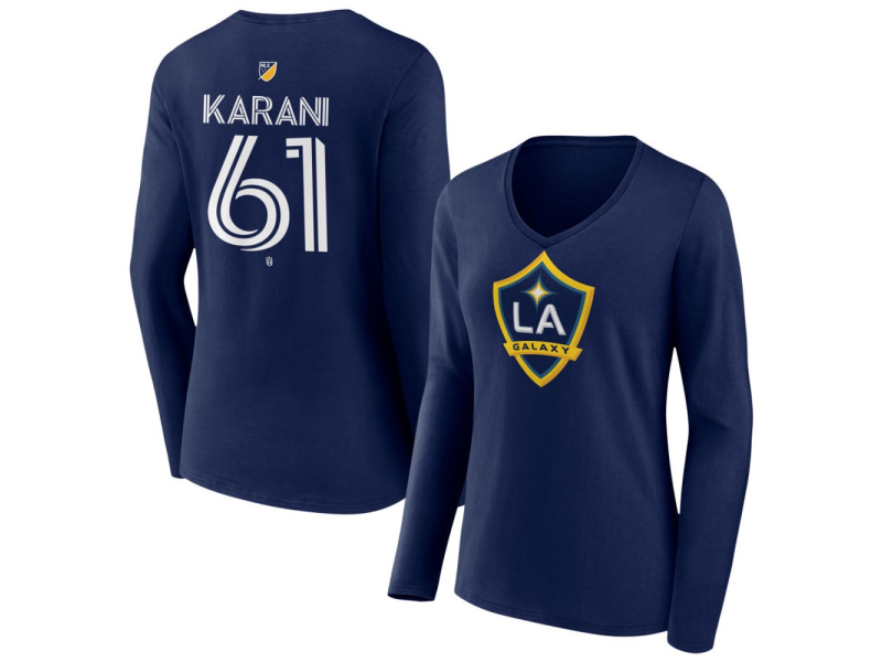 Women's LA Galaxy #61 Sean Karani Team Authentic Long Sleeve V-Neck T-Shirt - Navy