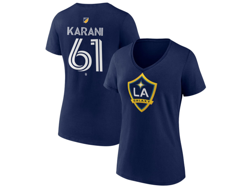 Women's LA Galaxy #61 Sean Karani Team Authentic V-Neck T-Shirt - Navy