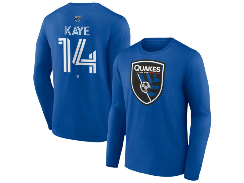 Men's San Jose Earthquakes #14 Mark-Anthony Kaye Team Authentic Long Sleeve T-Shirt - Royal