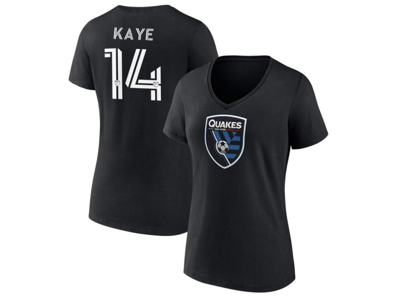 Women's San Jose Earthquakes #14 Mark-Anthony Kaye V-Neck T-Shirt - Black