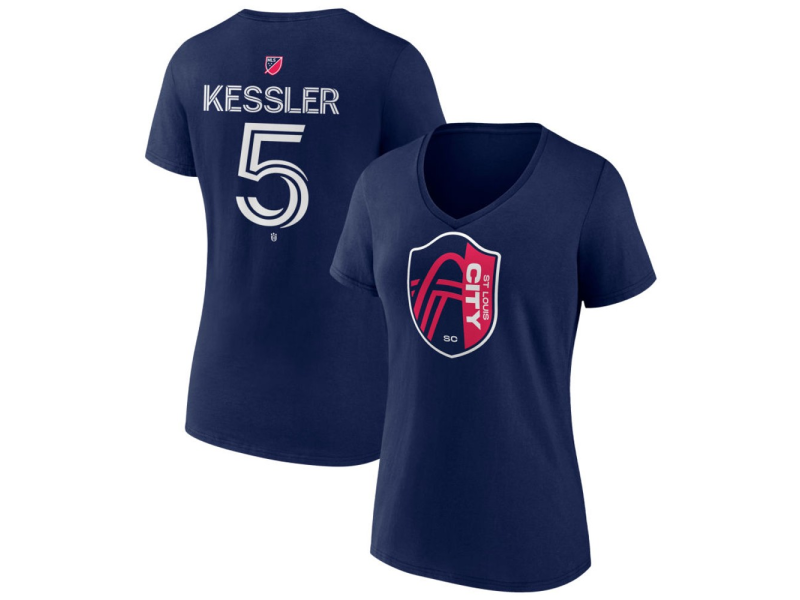 Women's St. Louis City SC #5 Henry Kessler Team Authentic V-Neck T-Shirt - Navy