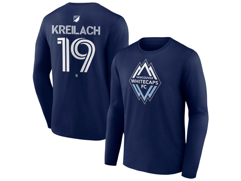 Men's Vancouver Whitecaps FC #19 Damir Kreilach Team Authentic Long Sleeve T-Shirt - Navy