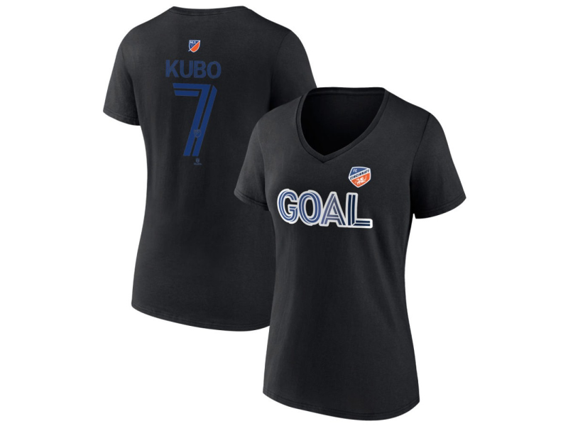 Women's FC Cincinnati Goal #7 Yuya Kubo V-Neck T-Shirt - Black