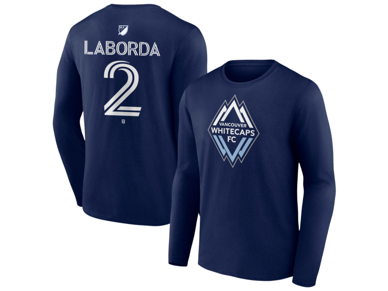 Youth Vancouver Whitecaps FC #2 Mathias Laborda Team Authentic Long Sleeve T-Shirt - Navy