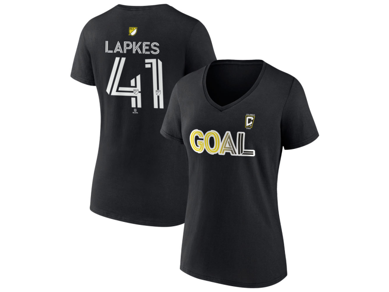 Women's Columbus Crew Goal #41 Stanislav Lapkes V-Neck T-Shirt - Black