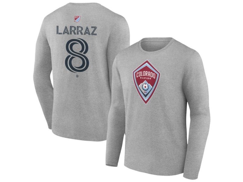Men's Colorado Rapids #8 Oliver Larraz Team Authentic Long Sleeve T-Shirt - Gray