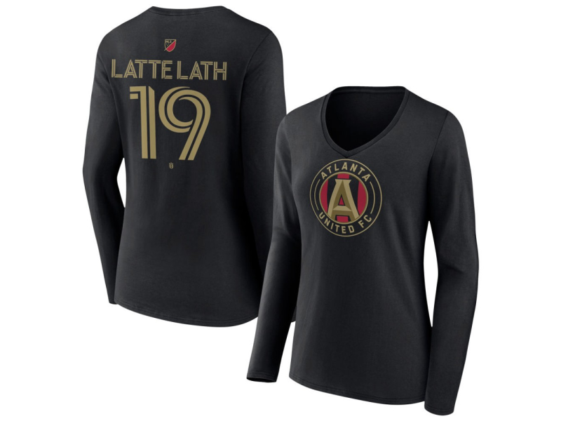 Women's Atlanta United FC #19 Emanuel Latte Lath Team Authentic Long Sleeve V-Neck T-Shirt - Black