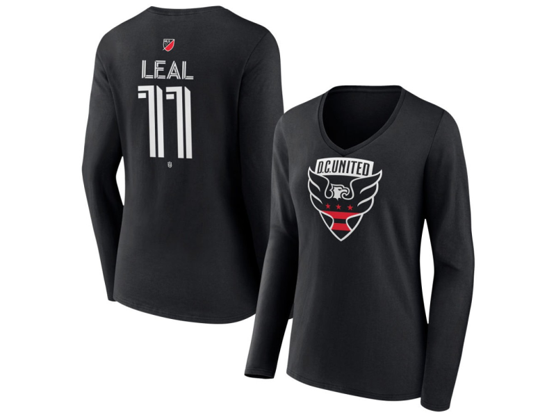 Women's D.C. United #11 Randall Leal Team Authentic Long Sleeve V-Neck T-Shirt - Black