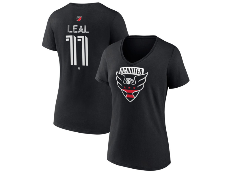 Women's D.C. United #11 Randall Leal Team Authentic V-Neck T-Shirt - Black