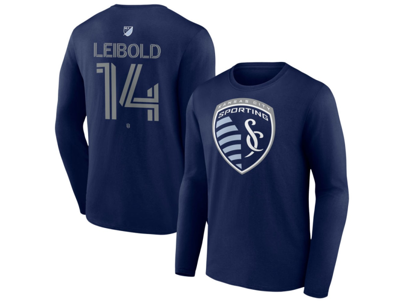 Men's Sporting Kansas City #14 Tim Leibold Team Authentic Long Sleeve T-Shirt - Navy