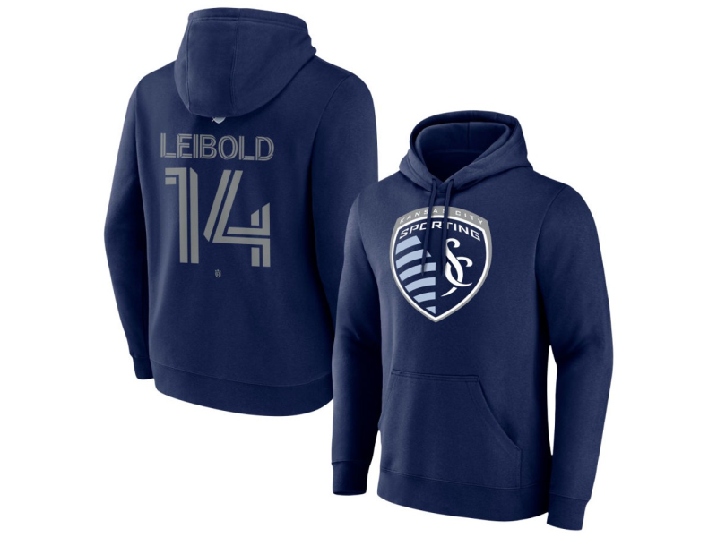 Men's Sporting Kansas City #14 Tim Leibold Team Authentic Pullover Hoodie - Navy