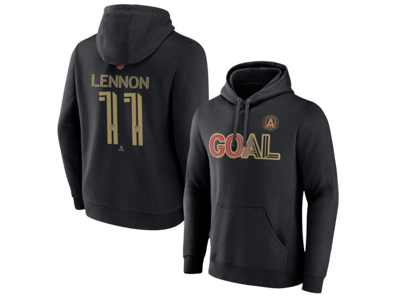 Men's Atlanta United FC Goal #11 Brooks Lennon Pullover Hoodie - Black