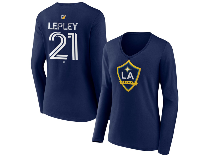 Women's LA Galaxy #21 Tucker Lepley Team Authentic Long Sleeve V-Neck T-Shirt - Navy