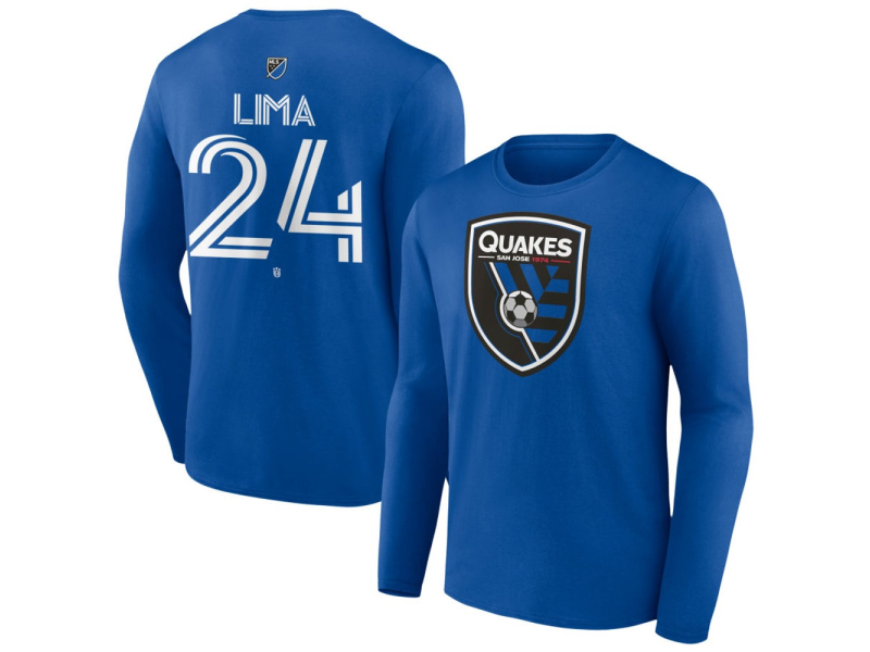 Youth San Jose Earthquakes #24 Nick Lima Team Authentic Long Sleeve T-Shirt - Royal