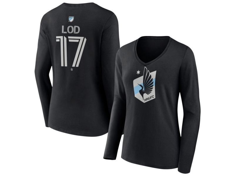 Women's Minnesota United FC #17 Robin Lod Team Authentic Long Sleeve V-Neck T-Shirt - Black