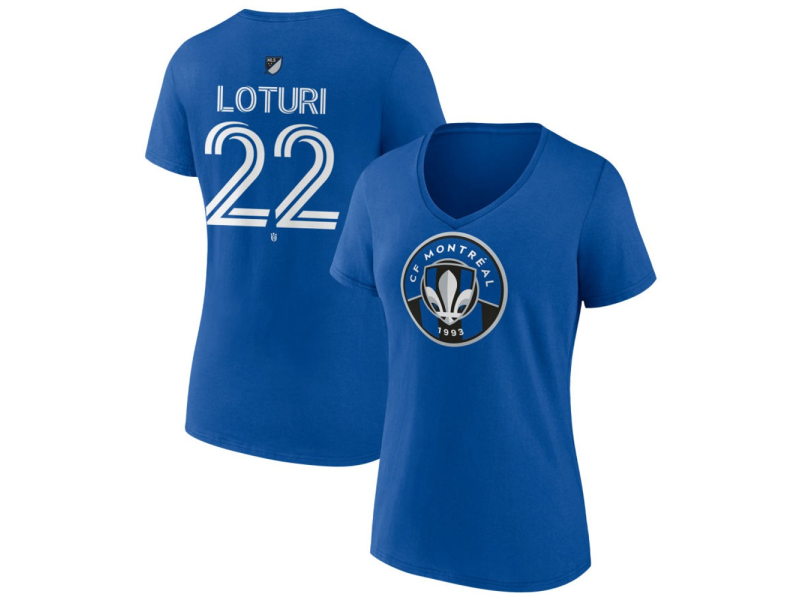 Women's CF Montreal #22 Victor Loturi Team Authentic V-Neck T-Shirt - Royal