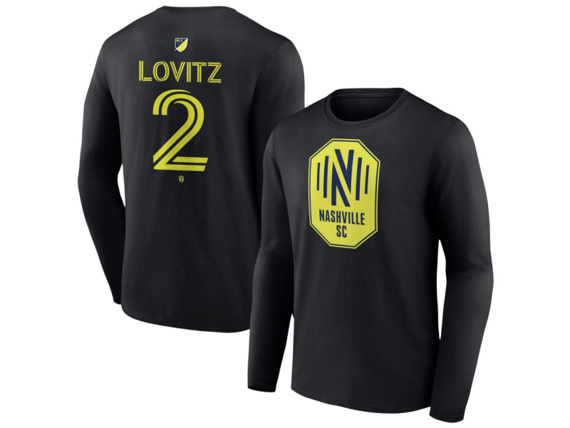 Men's Nashville SC #2 Daniel Lovitz Team Authentic Long Sleeve T-Shirt - Black