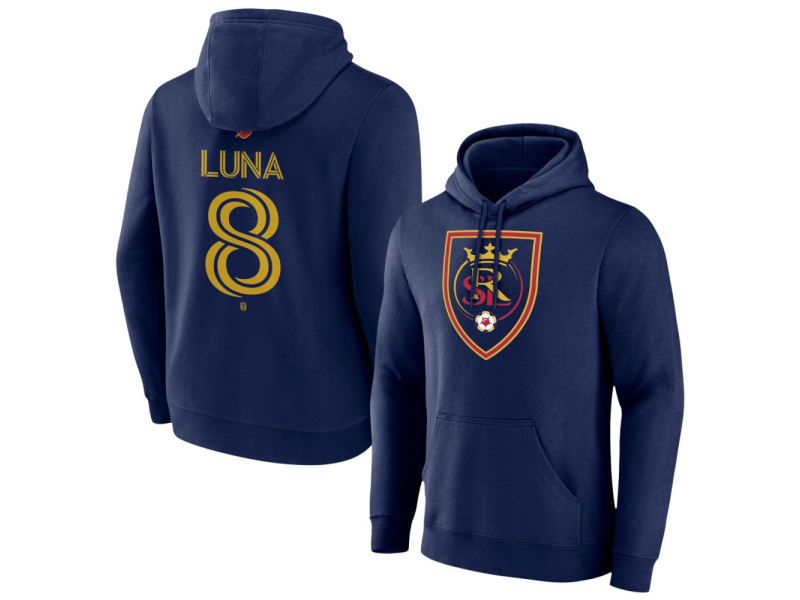 Men's Real Salt Lake #8 Diego Luna Team Authentic Pullover Hoodie - Navy