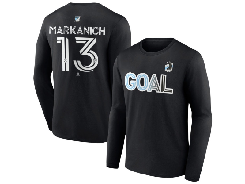 Youth Minnesota United FC Goal #13 Anthony Markanich Long Sleeve T-Shirt - Black