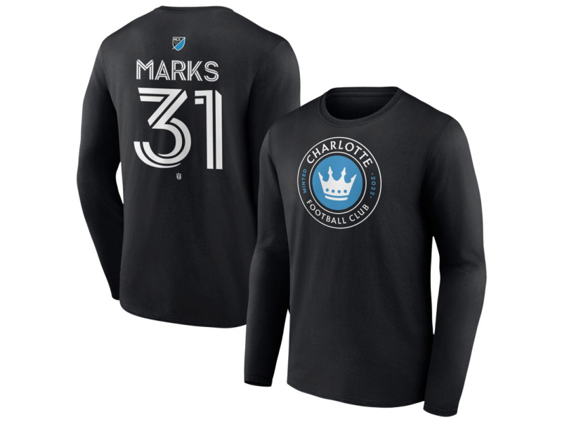 Youth Charlotte FC #31 George Marks Team Authentic Long Sleeve T-Shirt - Black