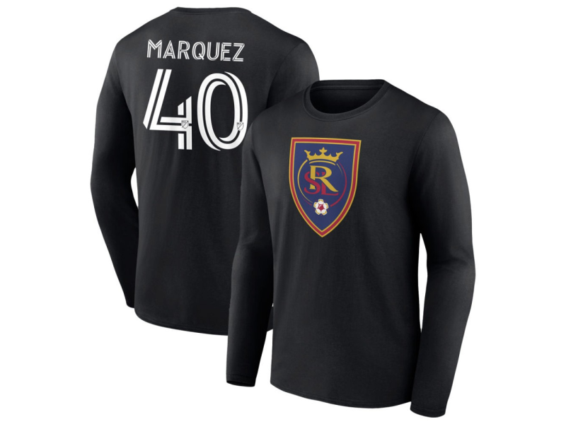 Men's Real Salt Lake #40 Omar Marquez Long Sleeve T-Shirt - Black