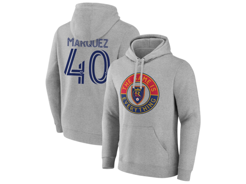 Men's Real Salt Lake The Game Is Everything #40 Omar Marquez Pullover Hoodie - Gray