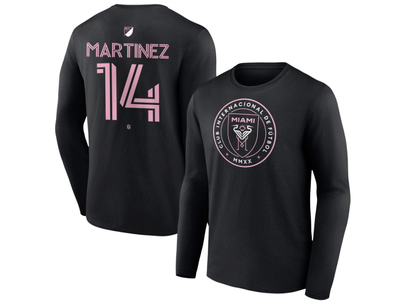 Men's Inter Miami CF Authentic Stack #14 David Martinez Long Sleeve T-Shirt - Black
