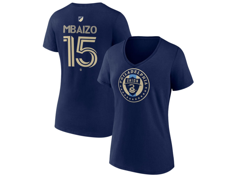 Women's Philadelphia Union #15 Oliver Mbaizo Team Authentic V-Neck T-Shirt - Navy