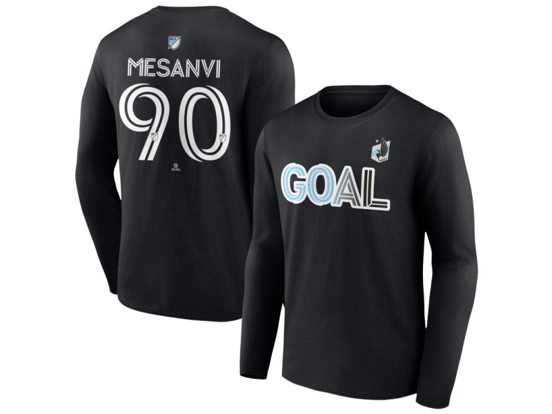 Men's Minnesota United FC Goal #90 Loic Mesanvi Long Sleeve T-Shirt - Black